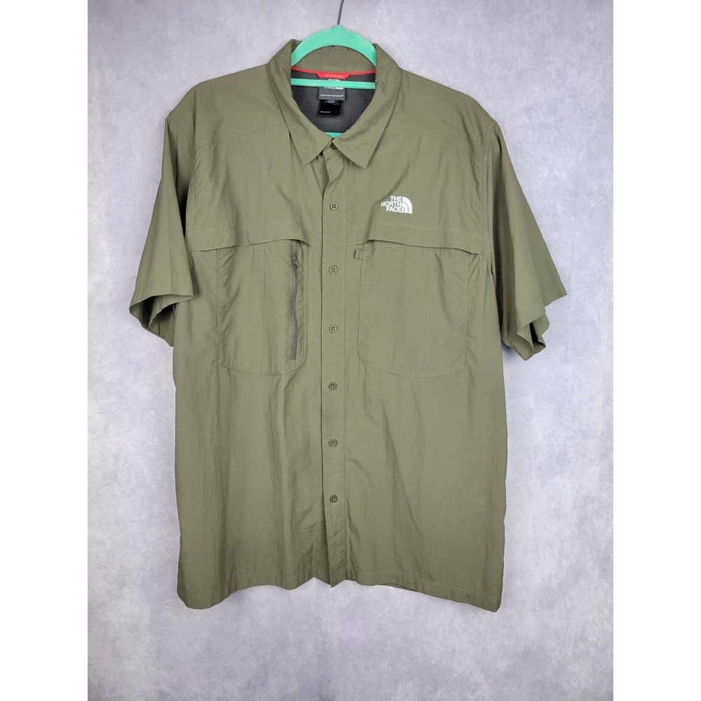 The North Faceβ Mens XL TALL Short Sleeve Button Up Shirt Khaki Outdoor